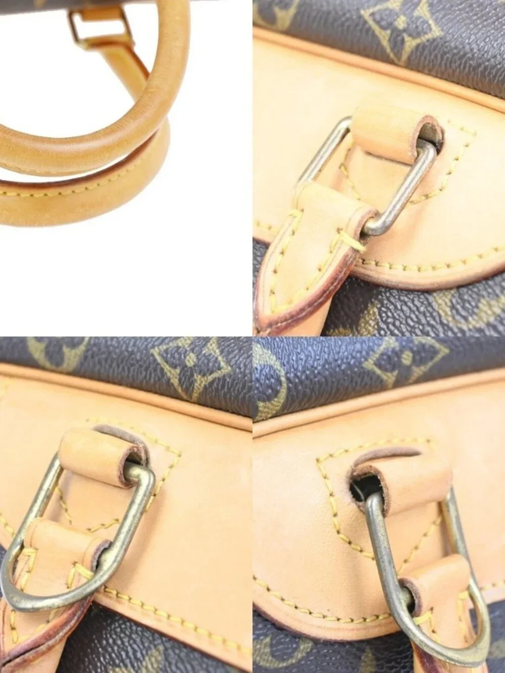 LOUIS VUITTON LV Logo Deauville Hand Bag Monogram Leather Brown